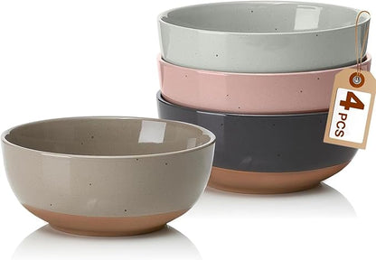 Color Large Ceramic Bowls Set of 4  30 Ounce Cereal Bowls Soup Bowls Set for Kitchen