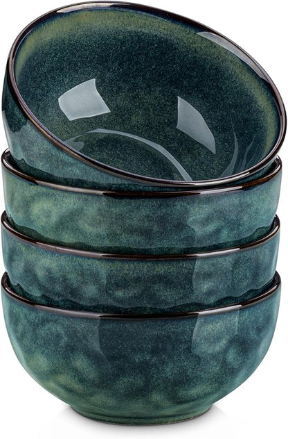 24oz Bowls for Soup  Ceramic Deep Soup Bowls Set of 4  Green Cereal Bowls Set of 4 for Kitchen